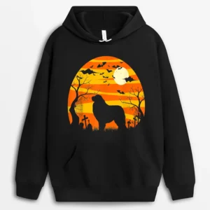 Dog Halloween Great Pyrenees Dog Jack O Lantern Pumpkin Hoodie - Black