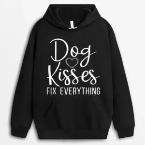 Dog Kisses Fix Everything Puppy Dog Lover Hoodie - Black